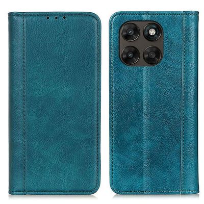 Ekte lærdeksel med magnetisk lukking for Motorola Moto G77 / Motorola Moto G67 5G - Grønn