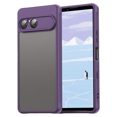 Sony Xperia 10 VII-etui med faldsikre airbags, frostet, gennemskinneligt PC + fleksibelt bagcover til telefonen - Lilla