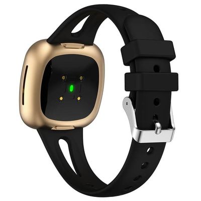 Fitbit Versa 4 / 3 / Sense 2 Erstatningsarmbånd Svettebestandig Sportsklokkearmbånd i myk silikon, str: S - Svart