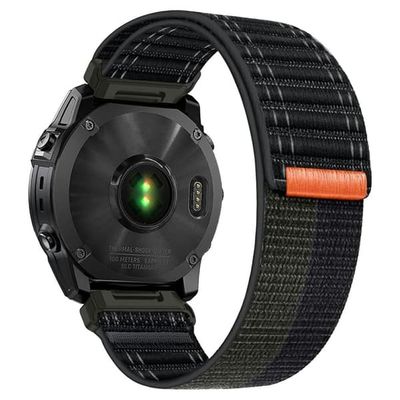 KALEBOL 22mm Nylon Watch Strap Garmin Fenix 7 / 7 Pro / 6 / 6 Pro Ocean Wave Wrist Band - Sort