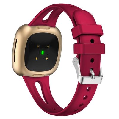 Fitbit Versa 4 / 3 / Sense 2 Erstatningsarmbånd Svettebestandig Sportsklokkearmbånd i myk silikon, str: S - Rose