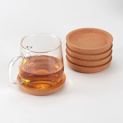 Glassunderlag kork 3-pakning / sklisikre koppunderlegg / underlegg med kant kork / borddekk glass / underlegg kork