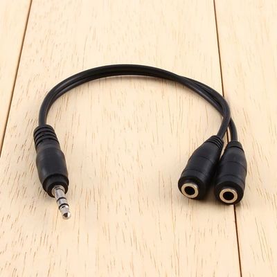 1 stk. 3,5 mm lyd-aux-kabel han til 2x hun stereo forlænger hovedtelefon splitter