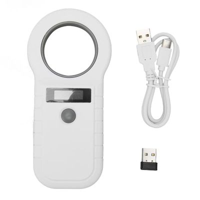 Husdjursmikrochipskanner 134.2Khz 125Khz EMID FDX B Trådbunden USB Trådlös 2.4G Bluetooth Handhållen Djurchipläsare Vit