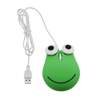 USB Kablet Sød Mus til Børn Ergonomisk Design Dyre Grøn Frø Form Kablet Computermus til Bærbar PC