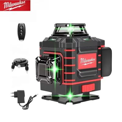Milwaukee 4-sidet lodret 3-4D-lasernivelleringsinstrument med krydslaser 16 linjer 360° selvnivellerende grønne lasernivelleringsinstrumenter Værktøj