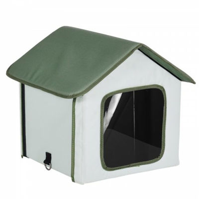 Opvarmet kattehus, 35x34x40 cm, grøn, sammenklappeligt udendørs shelter