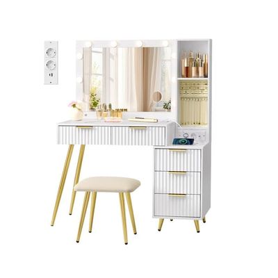 Skrivbord med spegel 40x110x135 cm vit