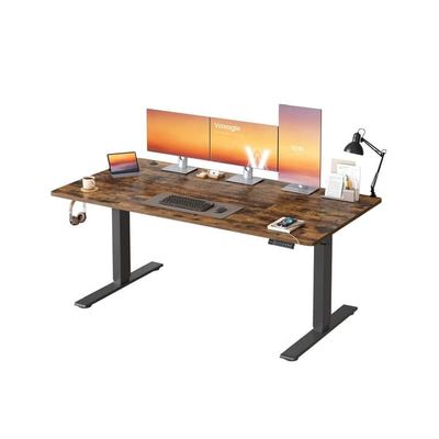 Höj- och sänkbart skrivbord, 160x80x72-120 cm, brun, trä och stål