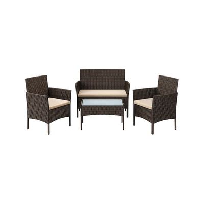Utemöbel loungeset, 99x54,5x81,5 cm, Brun