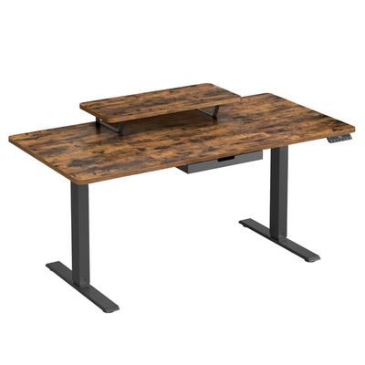 Höj- och sänkbart skrivbord 140x70x72-120 cm brun, trä, kontorsmöbler