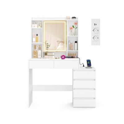 Sminkbord 40x105x145 cm Vit trä