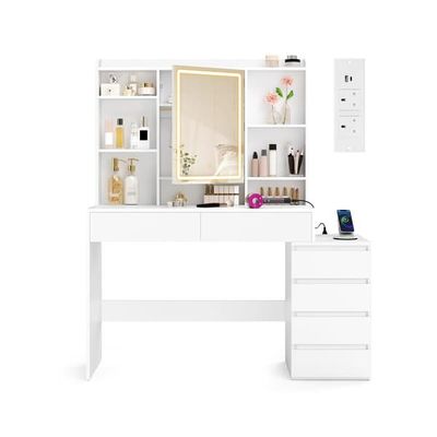 Sminkbord 40x124,7x145 cm Vit trä