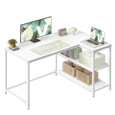 Hjørneskrivebord 110x80x76 cm Hvit Tre og Stål