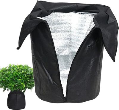 Planteovertræk til vinter – Frostbeskyttelse med snøre og lynlås til udendørs planter, frugttræer og potteplanter S- 45x35cm