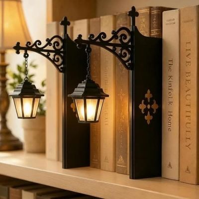1/2/3 st bibliotekslykta bokhylla lampa, varm LED bokvrå ljus, vintage metall bokstöd dekor för läshörna & bibliotek