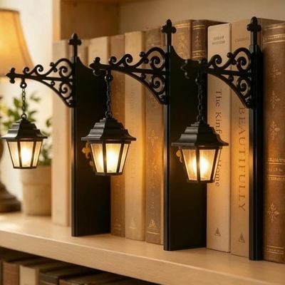 1/2/3 st bibliotekslykta bokhylla lampa, varm LED bokvrå ljus, vintage metall bokstöd dekor för läshörna & bibliotek