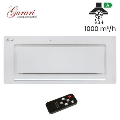 Inbyggd köksfläkt 70 cm GURARI GCH 217 + Fjärrkontroll • Klass A • Vit glas • Takfläkt 1000 m³/h