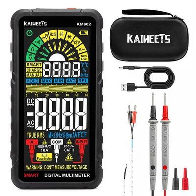 [7/10 Tilstand] KAIWEETS KM602 Smart Multimeter - Automatisk områdemåling, 6000 trin, Genopladelig, NCV og temperatur