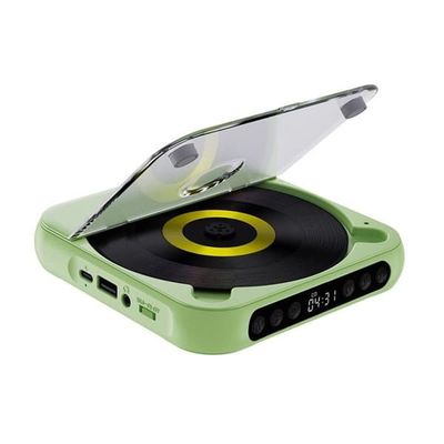 Bluetooth CD-afspiller - Mini bærbar CD-afspiller, slank og let - Alsidig - Kompatibel med CD'er og USB - 135 x 135 x 25 mm, Grøn