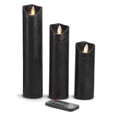 LED stearinlys - 3 stk. - 15/20/25 cm - m/3D-flamme - (flere farger)