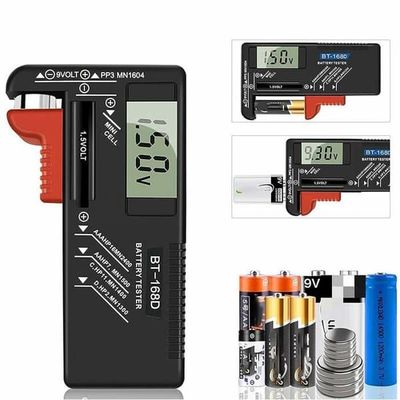 Digital batteritestare, universell batteritestare, batteritestare, för AA-, AAA-, C-, D-, PP3-, 9 V-, 1,5 V-batterier, knap-cell - Fonc