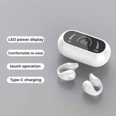 White-Wireless Clip-on Bluetooth-hörlurar med mikrofon, Sophia Conduction-hörlurar, Open Ear-hörlurar