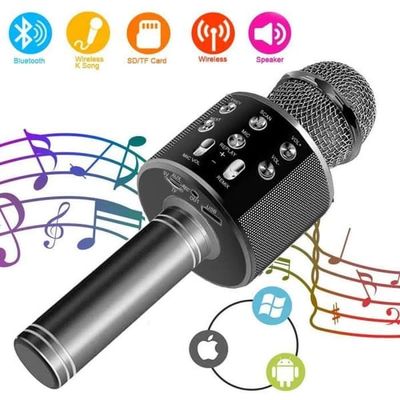 Trådlös Bluetooth Karaoke Karaoke Mikrofon, Med Högtalare För Barn Vuxna Hem Party Ktv (Svart)
