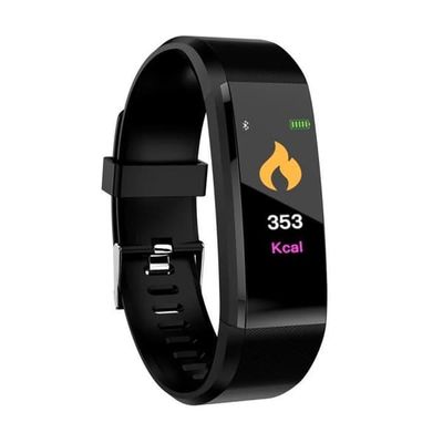 sort fitness tracker armbånd med skridttæller smart ur BT
