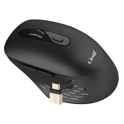Trådlös Mus - LinQ - WiFi och Bluetooth - Typ-C Laddning - Ergonomisk - 1600 DPI