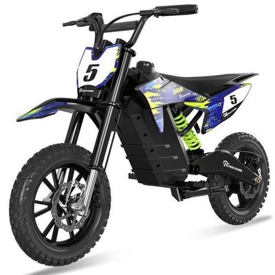 Barnens elcykel EVERCROSS TECH - Däck 14" Motor 500W - 30KM/H 3 hastighetsnivåer - Present till barn svart blå