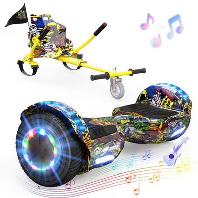 Hoverboard EVERCROSS TECH 6.5" Fuldgummihjul Off-Road, LED-belysning Bluetooth, Selvbalance Gave til Børn og Voksne Hip