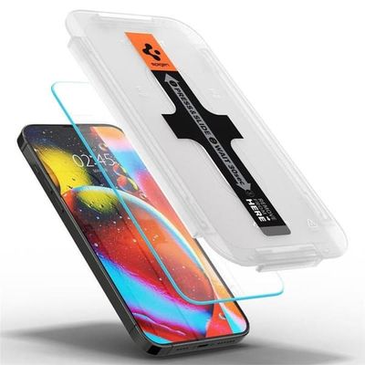 Spigen Glas.Tr Ez Fit iPhone 13/13 Pro/14/16e Skjermbeskytter + Applikator, 2-pakning