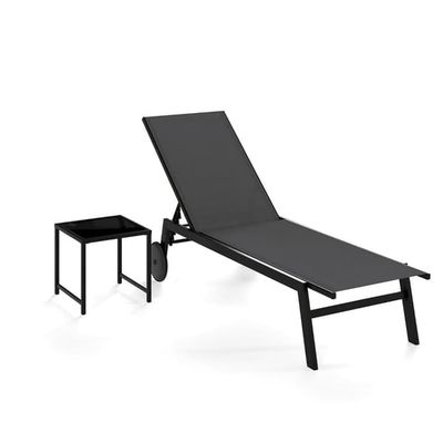 Justerbart sett med utemøbler og bord, grå