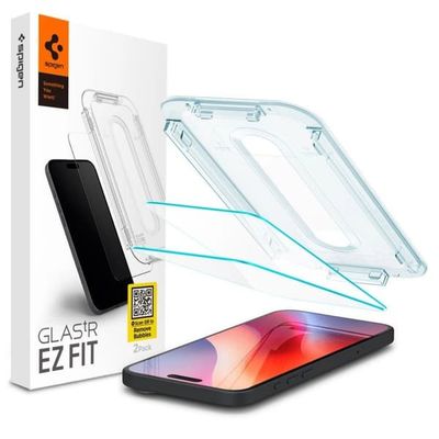Spigen iPhone 17/17 Pro/16 Pro Glas.tR EZ Fit Skjermbeskytter i Herdet Glass, 2-pakning