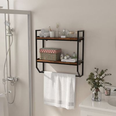 Væghylde over toilettet, 2-lags med håndklædeholder