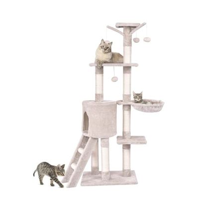 Kradsetræ 140 cm med platforme, sisalstolper, beige