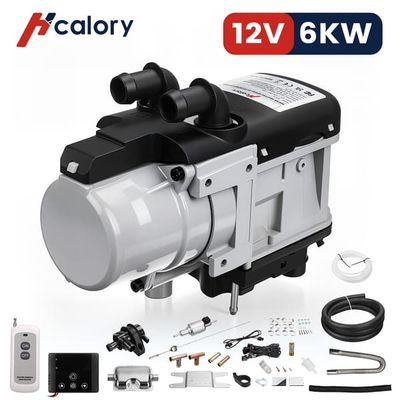 WH-A 12V 6kW diesel- og benzinvandvarmer – LCD-fjernbetjening, universel parkeringsvarmer til biler, lastbiler, SUV'er, busser, autocampere og både, sort