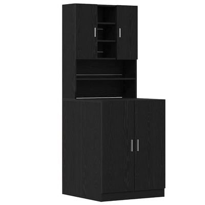 vidaXL Tvättmaskinskåp 2 pcs Svart Ek 70,5 x 71,5 x 181,5 cm