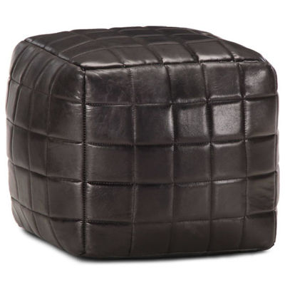 vidaXL Sittpuff svart 40x40x40 cm äkta getskinn