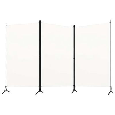 vidaXL Rumsavdelare 3 paneler vit 260x180 cm tyg