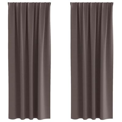 vidaXL Mørkleggende Gardiner med Ringer 2 pcs Mørk brun 260 x 140 cm