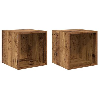 vidaXL Väggskåp 2-pack - Gammalt trä - 37x37x37 cm - Gjort av konstruerat trä