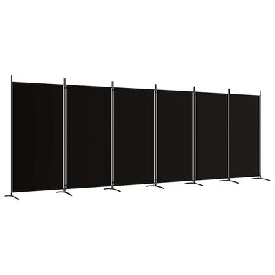 vidaXL Rumsavdelare 6 paneler svart 520x180 cm tyg