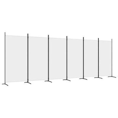 vidaXL Rumsavdelare 6 paneler vit 520x180 cm tyg