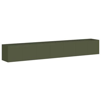 vidaXL Plantekasse olivengrønn 280x40x40 cm kaldvalset stål