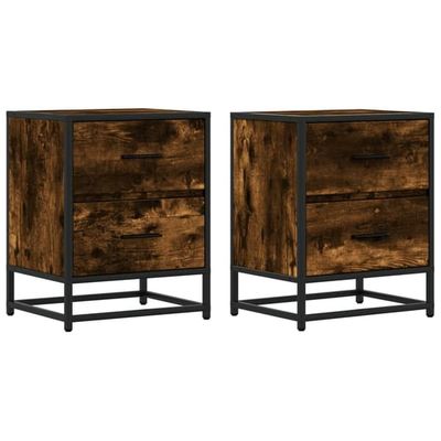 vidaXL Nattbord 2 stk røkt eik 40x31x50 cm konstruert tre