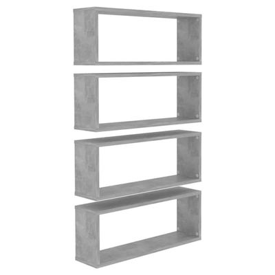 vidaXL Vägghylla kubformad 4 st betonggrå 60x15x23 cm konstruerat trä