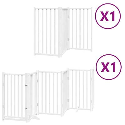 vidaXL Hundeport sammenleggbar 9 paneler hvit 450 cm poppeltre