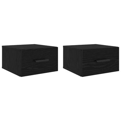 vidaXL Nattbordskap 2 pcs Svart Eik 35 x 35 x 20 cm Konstruert tre